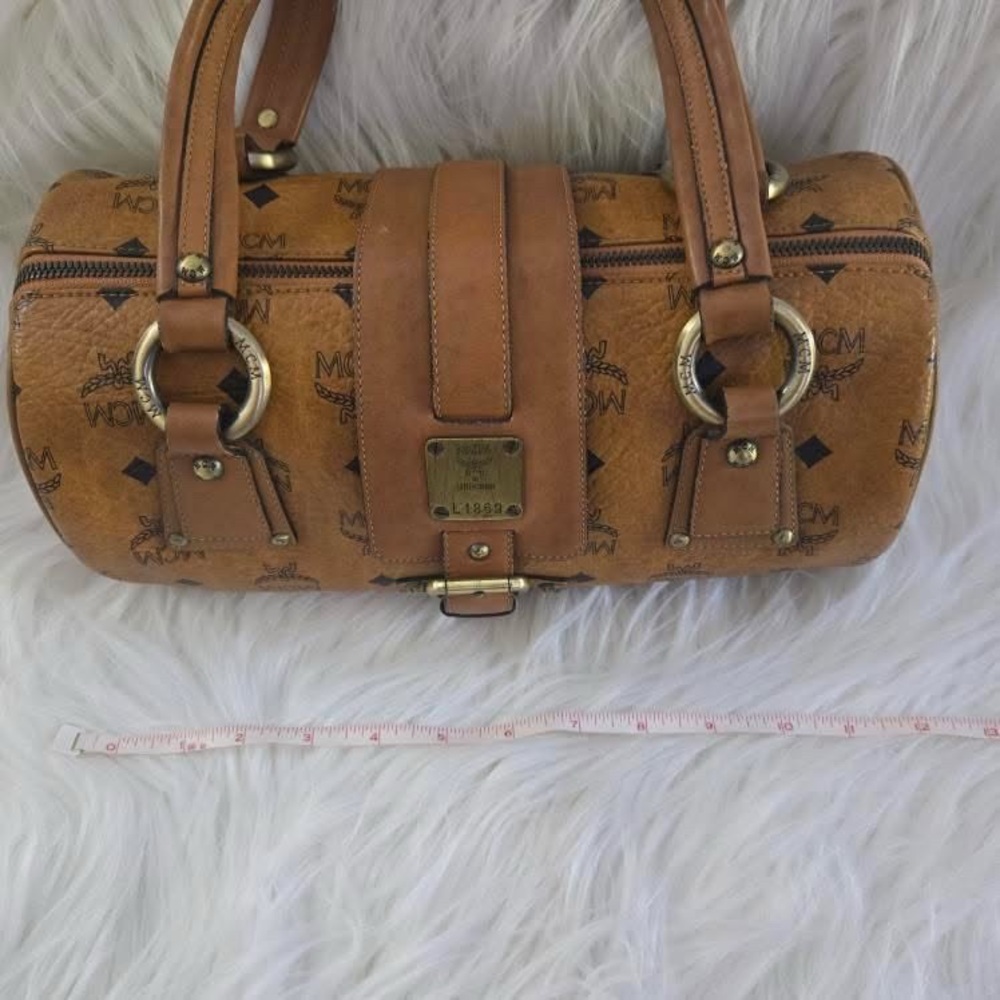 MCM Visetos Barrel Bag Cognac